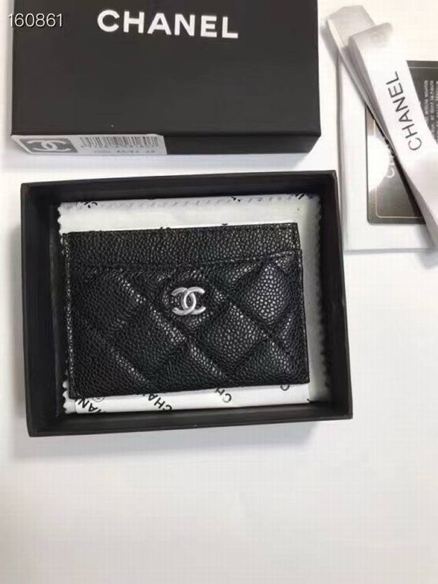 Chanel Chanel Caviar Card Holder Available In Gold And Silver, With Three Card S