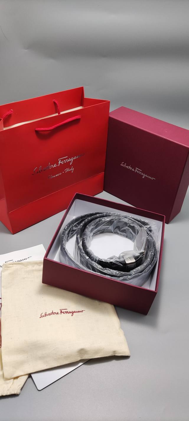 New Arrival: Ferragamo Men's Top-Grain Leather Belt With Pin Buckle, Top-Grain L