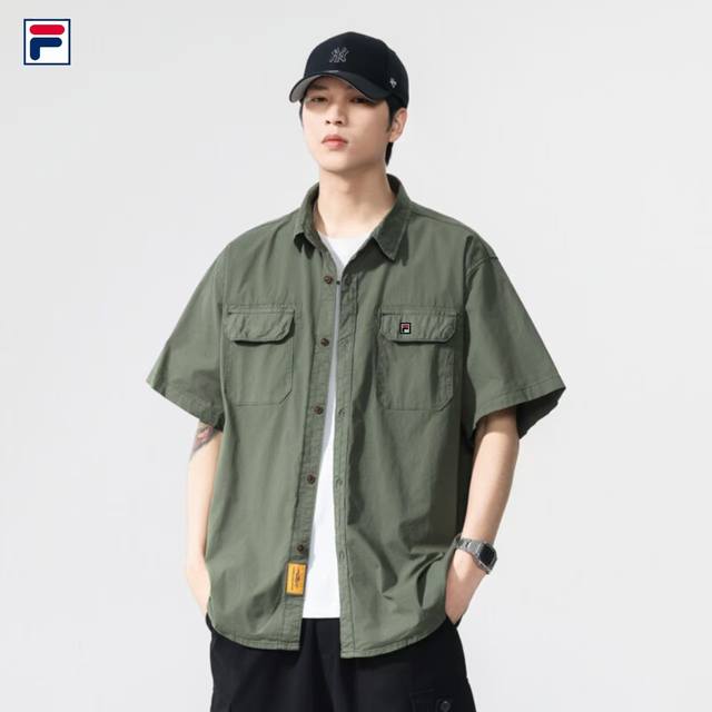 New Arrival Fila Quality Hong Kong-Style Washed Trend Cotton Breathable Shirt Ja