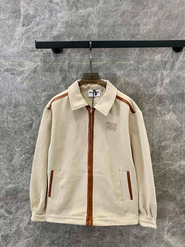 Miumiu Miu Miu 24S Jacquard Canvas And Leather Blend Vintage-Inspired Jacket Zp3