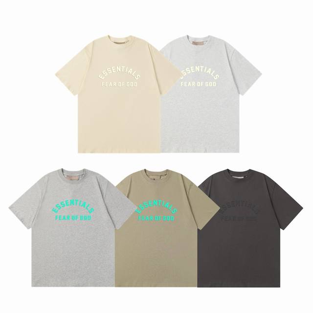 Fear Of God Fog Essential Replica 23Fw Curved Letter Logo Print Couple Round Nec