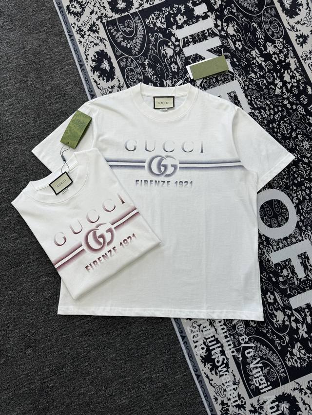 Gucci 25Ss Gradient Spray-Painted G Logo Short-Sleeve Round Neck Couple T-Shirt,