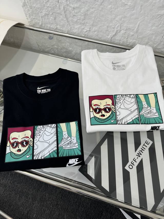 Nike Nk Graffiti Cartoon Color Print Couple's Short-Sleeve T-Shirt, A Popular Hi