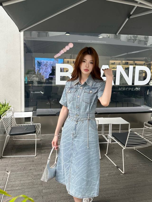 New Arrival Chane* Little Chanel 2025 New Arrival Chain-Detail Denim Dress Custo