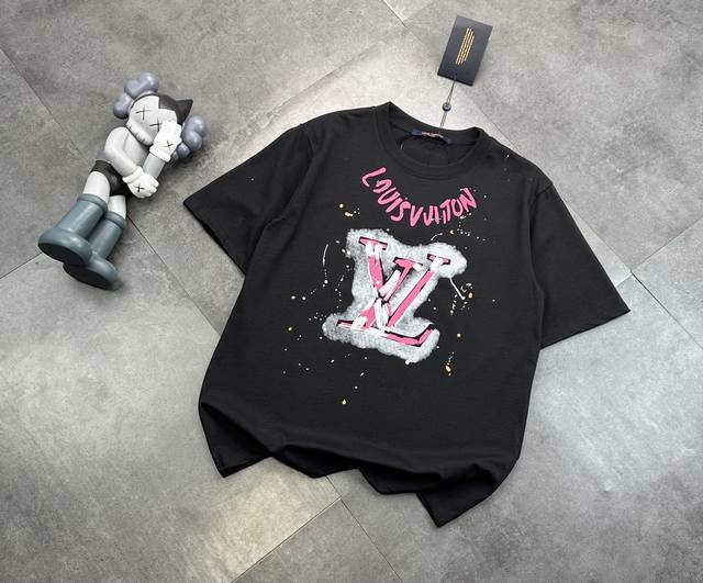 Streetwear Louis Vuitton Direct-Print Foam Design Couple's Short-Sleeve T-Shirt!