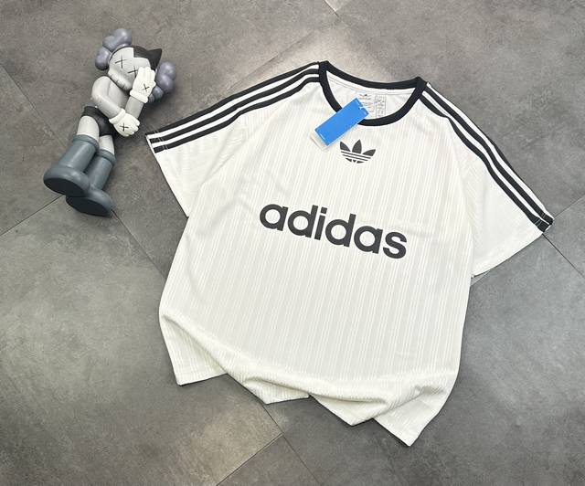 Trendy Summer New Adidas Three-Leaf Clover Three-Stripe Printed Jersey Short-Sle