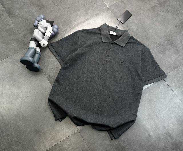Saint Laurent Paris Ysl Saint Laurent Gray New Arrival Embroidered Polo Shirt Sh