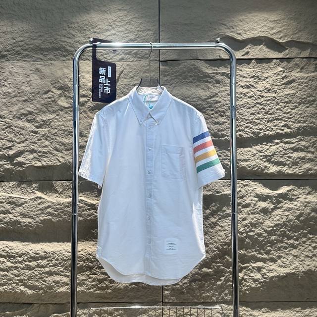 Thom Browne 5Ss New Tb Rainbow Stripe Business Casual Oxford Cloth Couple Casual