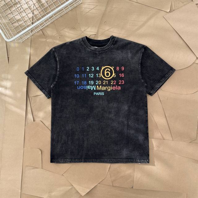 Maison Margiela Rainbow Number Print Washed Short-Sleeve Shirt 881 The Fabric Is