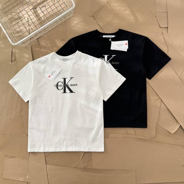 Calvin Klein Ck Summer Embroidered Large And Small Letter Print Short-Sleeve T-S