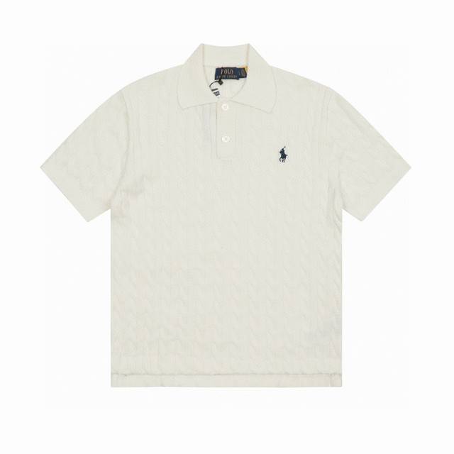 Ralph Lauren Collar Solid Color Horse Embroidered Logo Knit Short-Sleeve Sweater