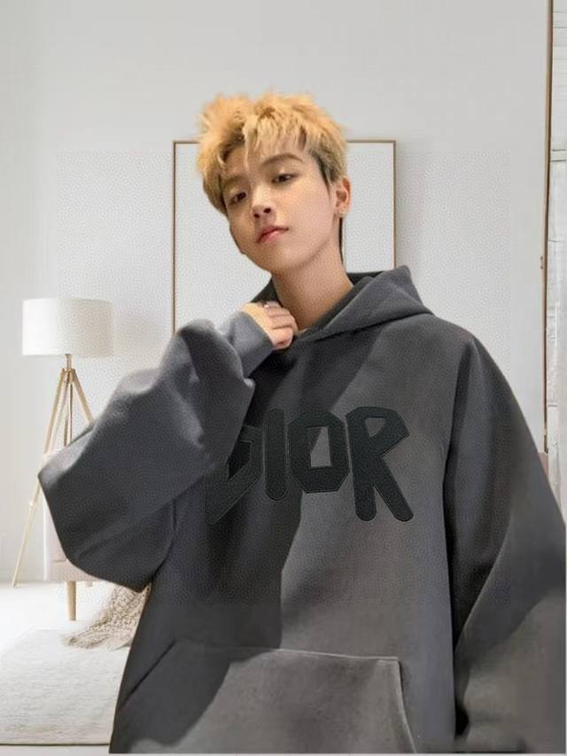 New Arrival 2025 Dior New Letter Slogan Embroidered Couple Hooded Sweatshirt Dio