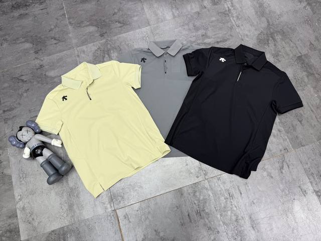 Descente Summer Men's Collared Polo Shirt With A Vertical, Structured Silhouette