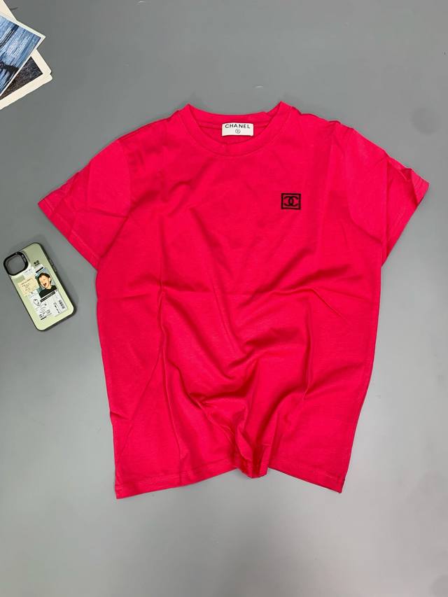 Chanel Basic Logo Embroidered Label Couple's Short-Sleeve T-Shirt I Absolutely L