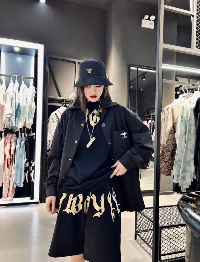 Model Photo # High-Quality Boy London Embroidered Gold Eagle Logo Limited Editio