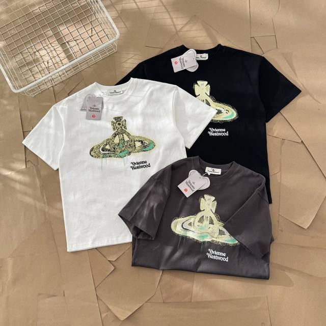 Vivienne Westwood Saturn Print Short-Sleeve T-Shirt 324 Made From 280G Double-Kn