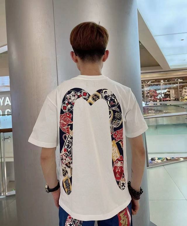 Evisu Fukujin 21Ss Men's Full-Print Fishing Festival And Buddha Head Print Large