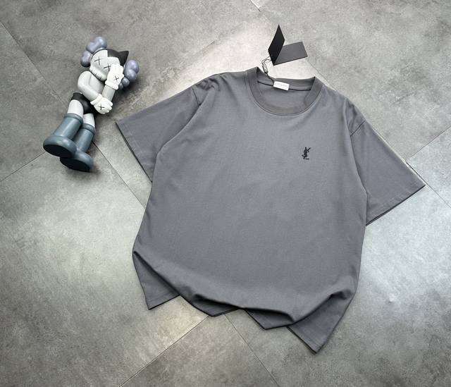 Saint Laurent Ysl Ethereal Gray New Arrival Premium Gray Short-Sleeve T-Shirt As
