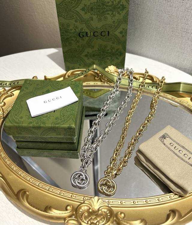 Gucci Double G Braided Necklace 520 Gift, Official Website Synchronized, Two Col