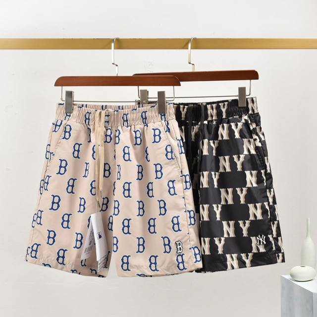 2025 Mlb Ny Full-Print Woven Mesh Embroidered Shorts For Men And Women, Couple's