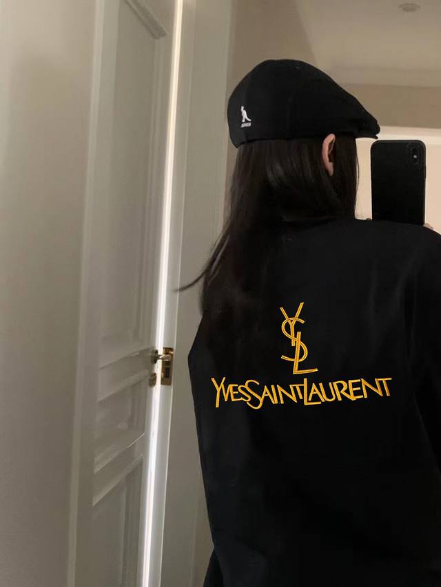 2025 Ysl Saint Laurent Embroidered Short-Sleeve New Letter Slogan Couple's Short
