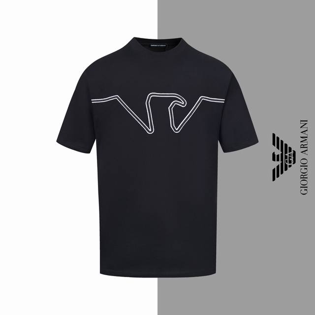 Armani Eagle Embroidered Round Neck Short-Sleeve Shirt Armani Official Website M
