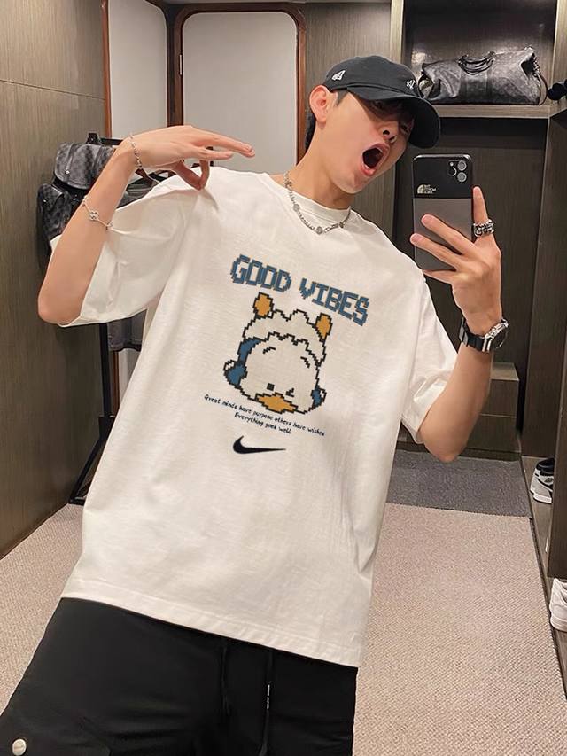 260G Heavyweight 100% Cotton Nike Nike Nk Pixel-Style Cute Duck Good Vibes Short