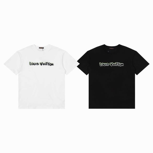 Lv Louis Vuitton 2025 New Letter-Woven Velvet Logo Couple's Short-Sleeve T-Shirt
