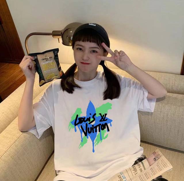 Louis Vuitton Lv Colorful Splash Print Short-Sleeve T-Shirt Made From 230G Doubl