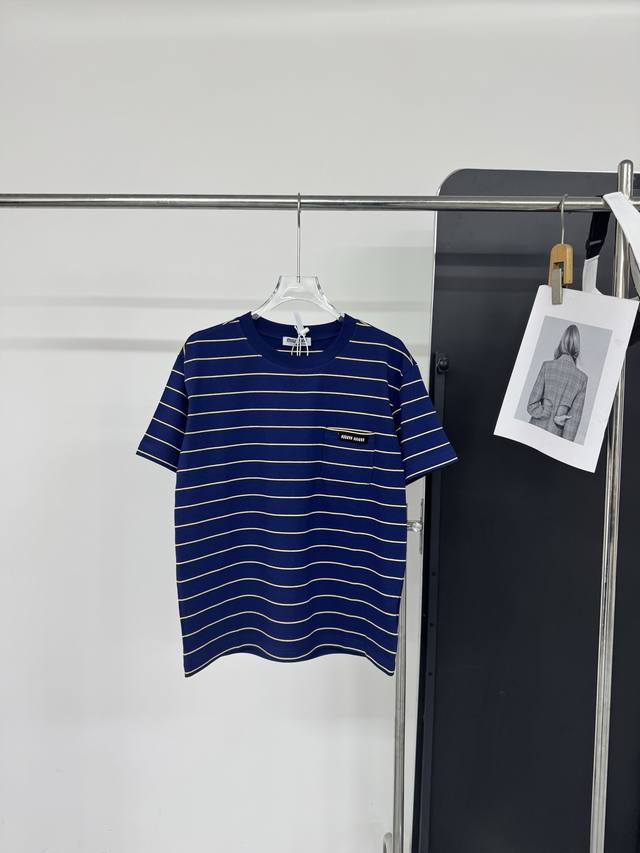 Miu Spring/Summer Limited Edition Blue Striped T-Shirt! Miu Has Taken Striped De