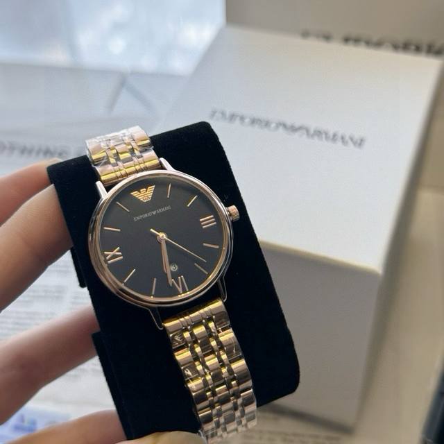 Armani Women's Watch Gold And Black Emporio Armani Classic Fashion Casual Quartz