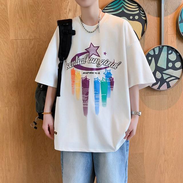 New Arrival Converse Five-Pointed Star Letter Graffiti Print Dropped Shoulder Co