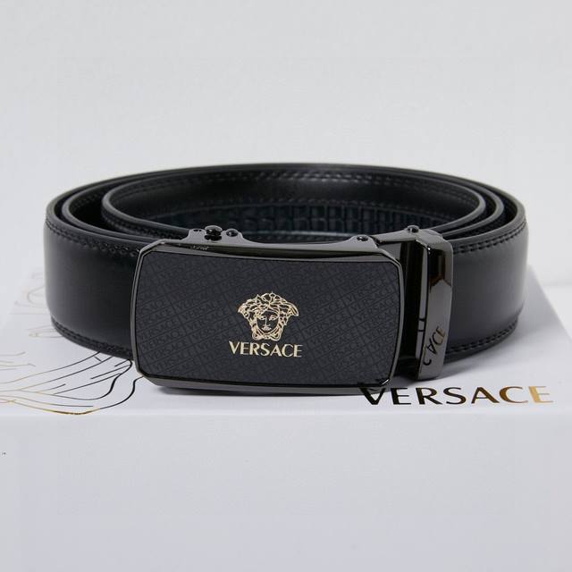 Authentic Versace Mirror-Finish Full-Print Automatic Smooth Buckle High-Quality