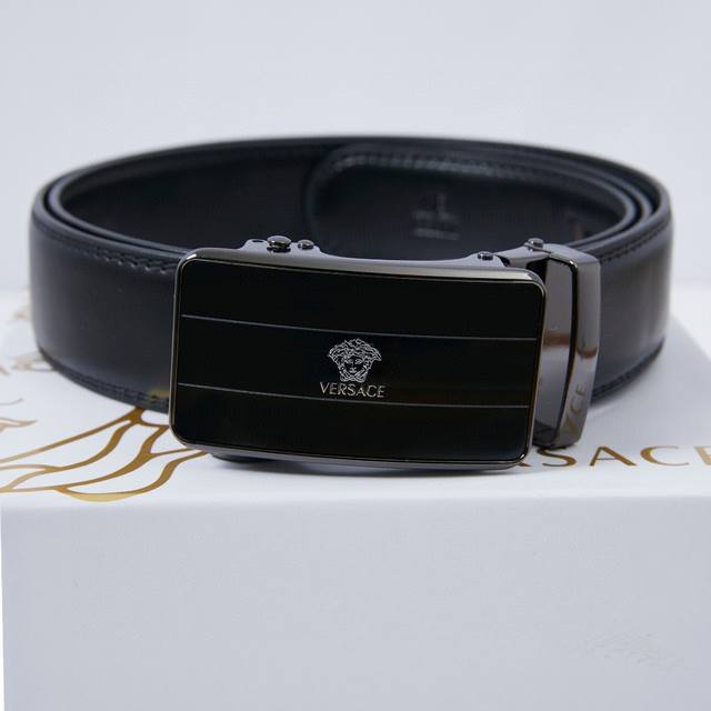 Authentic Versace Mirror-Finish Automatic Smooth Buckle High-Quality Belt. Absol