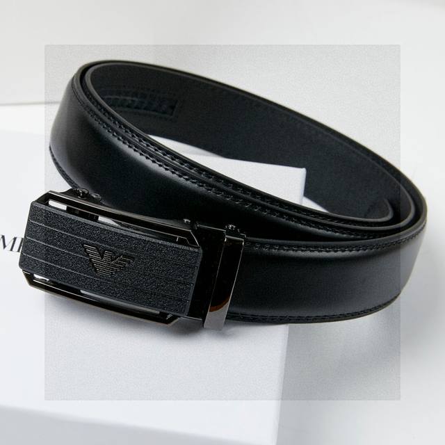 Latest Armani Armani Belt With Perforated Matte Finish And Automatic Buckle. Abs