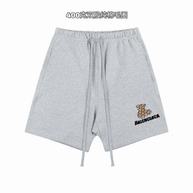 Balenciaga Paris Bear Basic Print Double-Thread 400G Cotton Terry Short Pants Fo