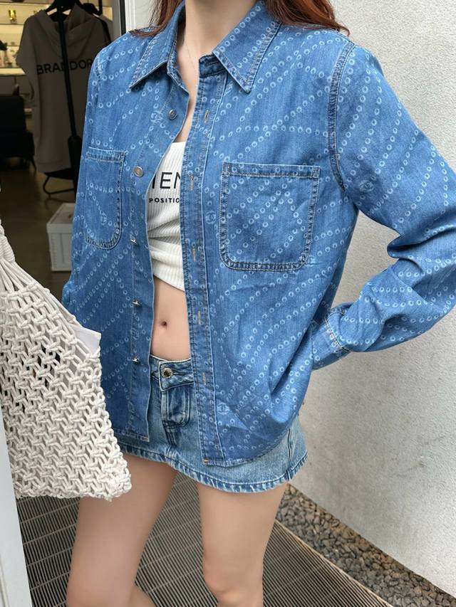 New Arrival: Chane* Chanel-Inspired Vintage Denim Pearl-Embellished Shirt Jacket