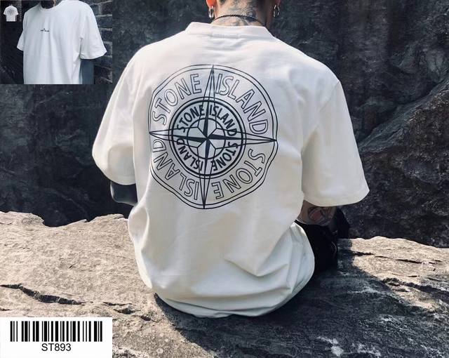 Stone Island Couple's Short-Sleeve T-Shirt, St893 Double-Ply Thickened Heavyweig
