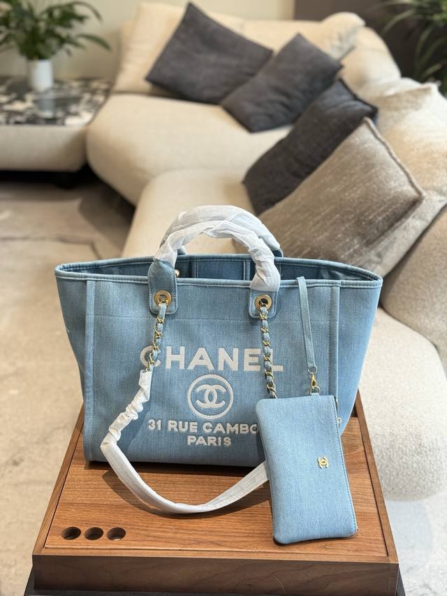 Chanel 2025 Annual Denim Beach Bag. The 2025 Chanel Beach Bag Incorporates Pearl
