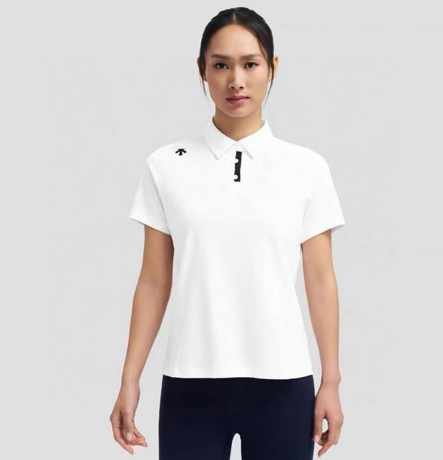 Model Photo # 2025 Descente Women's Trsining Series Short-Sleeve Polo Shirt. Hig