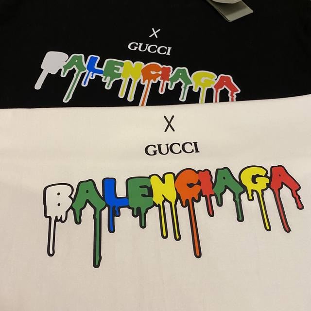 Balenciaga X Gucci Collaboration Colorful Lava-Print Couple's Short-Sleeve T-Shi