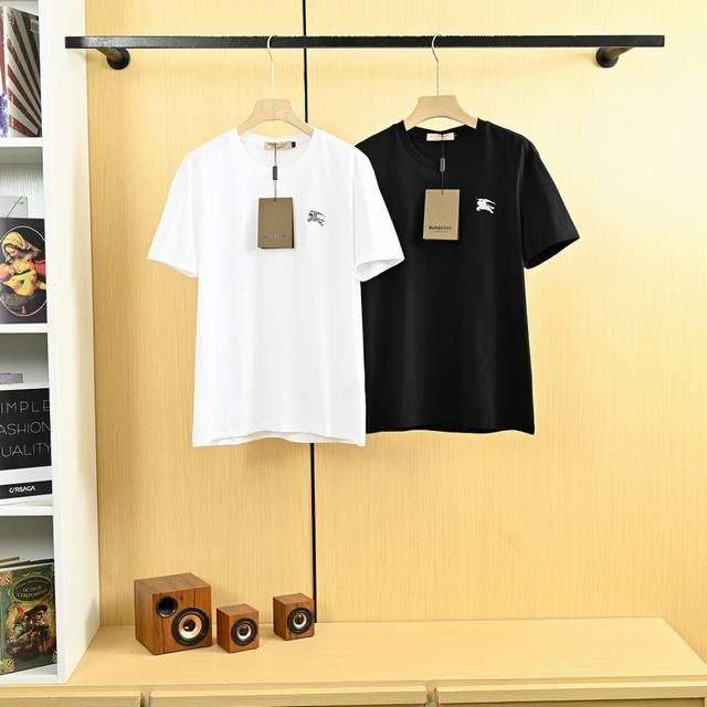 Burberry 25S Men's And Women's Couple's Summer 5A Antibacterial. Round Neck Shor