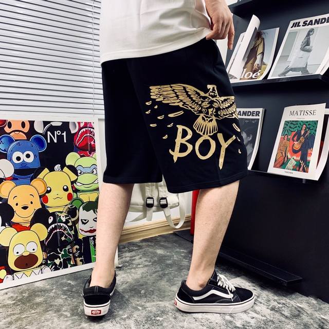 Boy London Gold-Plated Logo Large Winged Edgy Couple Shorts For Men And Women Hi