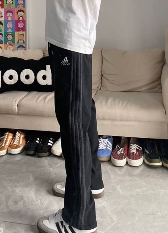 Adidas Gray Three Stripes Black Striped Pants Men's Summer Lightweight Casual Wo