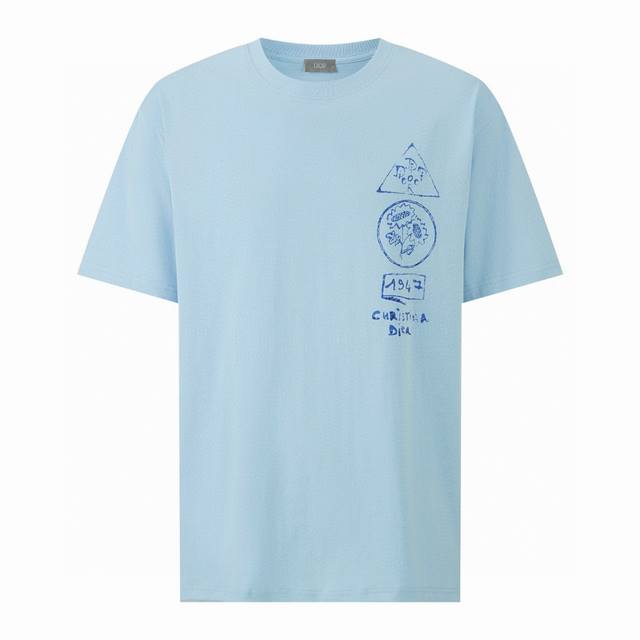 Dior Plant Painting Direct-Printed Short-Sleeve T-Shirt Fabric: Made From 32-Cou