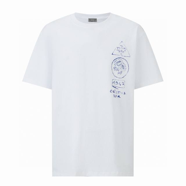 Dior Plant Painting Direct-Printed Short-Sleeve T-Shirt Fabric: Made From 32-Cou