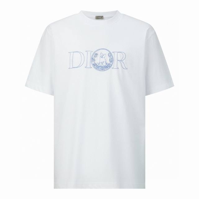 Dior Dior Embroidered Kitten Round Neck Short-Sleeve T-Shirt Fabric: Made From 2