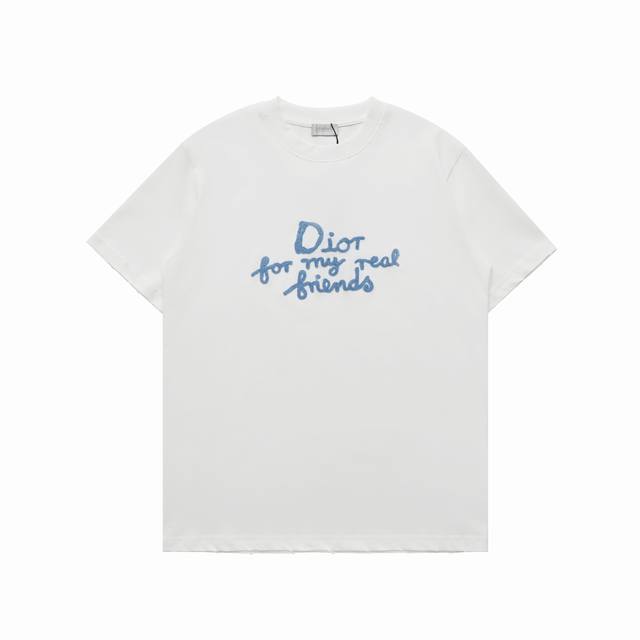 Top-Tier Replica Version Dior Floral Embroidered Casual Round-Neck Short-Sleeve