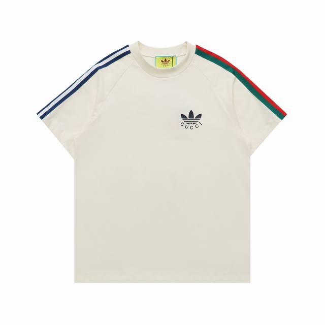 Top-Tier Replica Version Gucci Adidas Collaborative Embroidered Casual Round-Nec