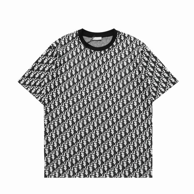Top-Tier Replica Version Dior Jacquard Casual Round-Neck Short-Sleeve T-Shirt Fa